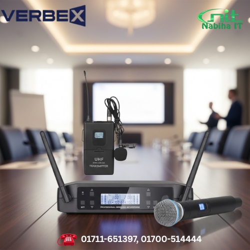 Verbex VT-GLXD4 UHF Wireless Mic Set | 1-Hand & 1-Tie