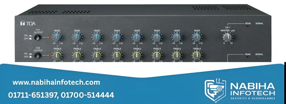 TOA A-2128M 2-Zone Mixer Amp – 240W High-Power PA Amplifier with 5 Microphone Inputs & Phantom Power