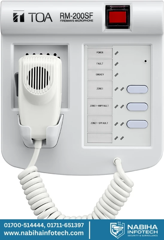 TOA RM-200SF Wall-Mount Emergency Microphone – High-Visibility Voice Evacuation Station
